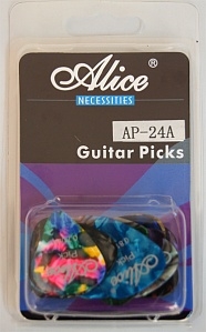 AP-24A Упаковка медиаторов, гладкие, пестрые, 24шт, Alice